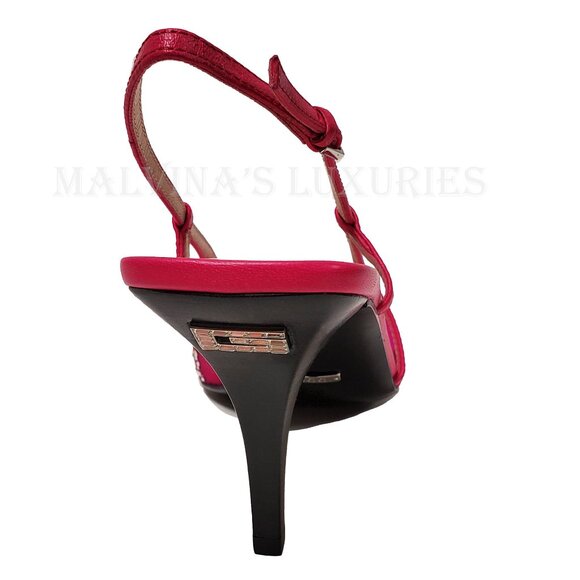 GUCCI SHOES FUCHSIA MESH w GG CRYSTALS SLINGBACK SANDALS sz 40 10 US - Picture 12 of 15